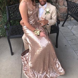 ROSE GOLD SEQUIN PROM DRESS